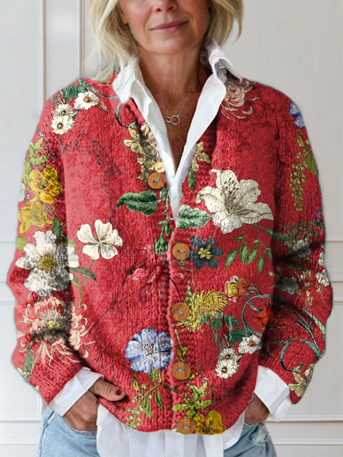 Judith - Vintage Floral Buttoned Cardigan