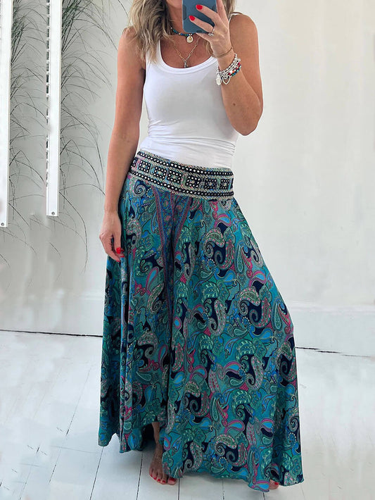 SAIRA – PRINTED ELASTIC WAIST PANTS