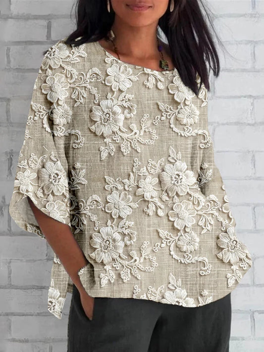 MAEVE – LINEN AND LACE VINTAGE BLOUSE