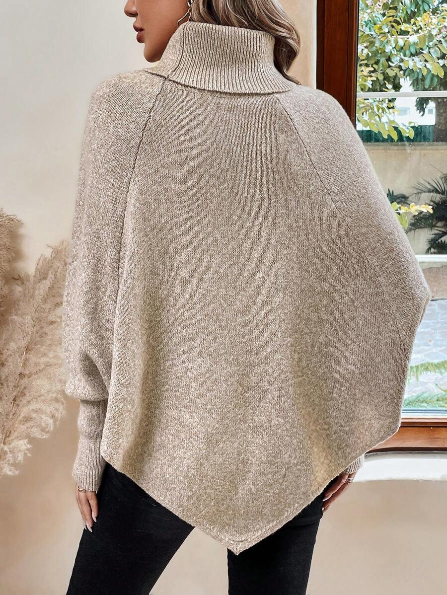 Alexis - High Neck Batwing Poncho Sweater