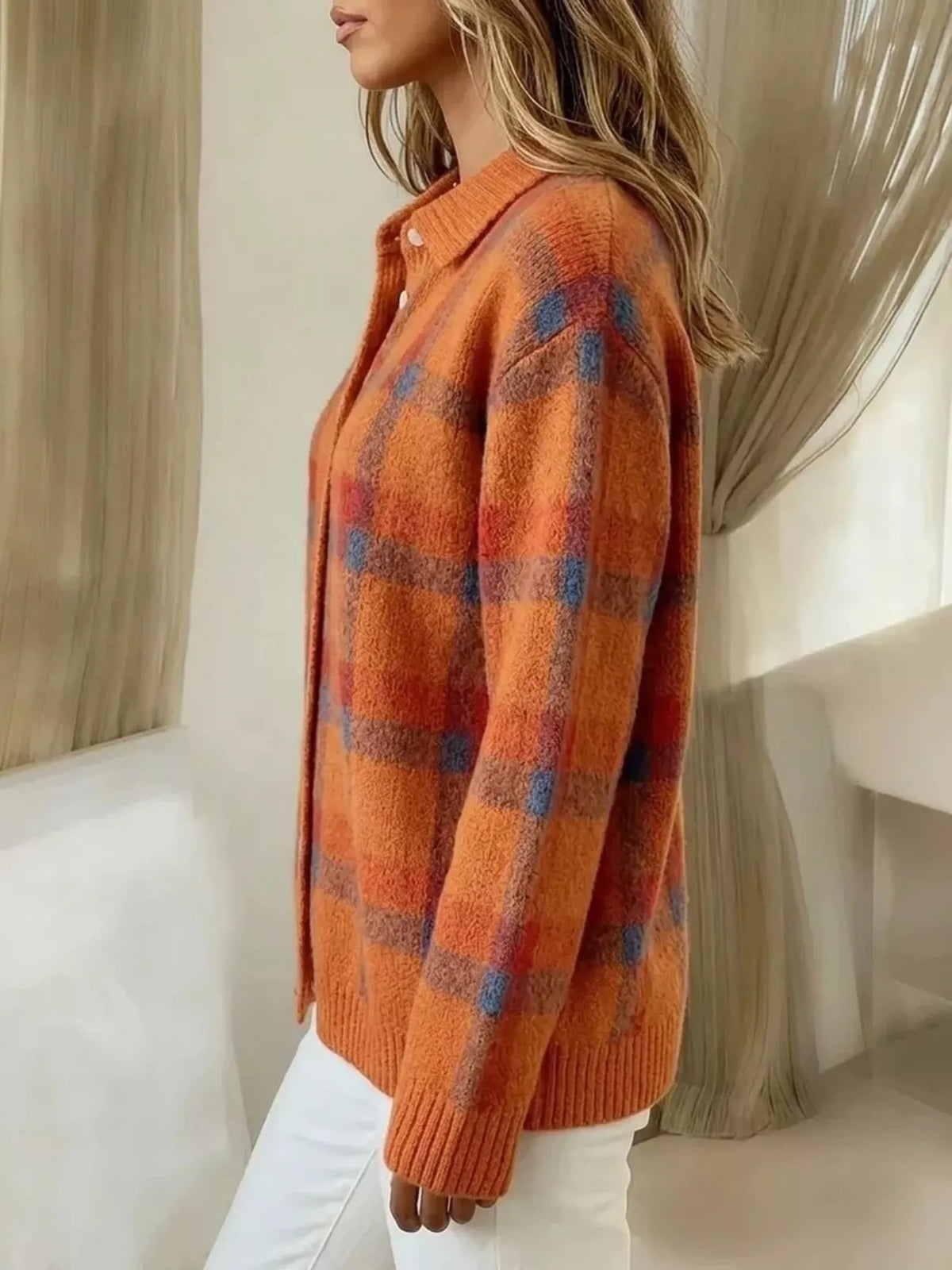 Clementine – Checked Knit Cardigan