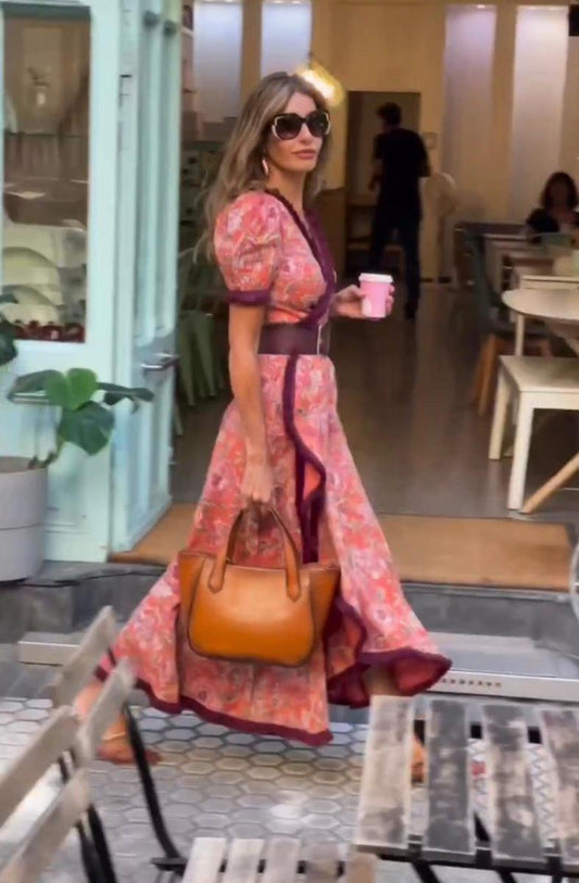 SHAUNA – ELEGANT LONG DRESS WITH PUFF SLEEVES