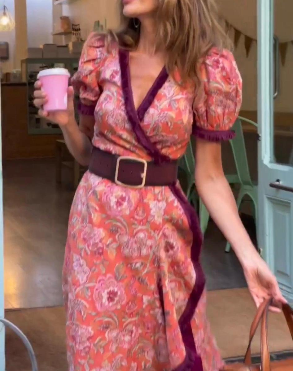 SHAUNA – ELEGANT LONG DRESS WITH PUFF SLEEVES