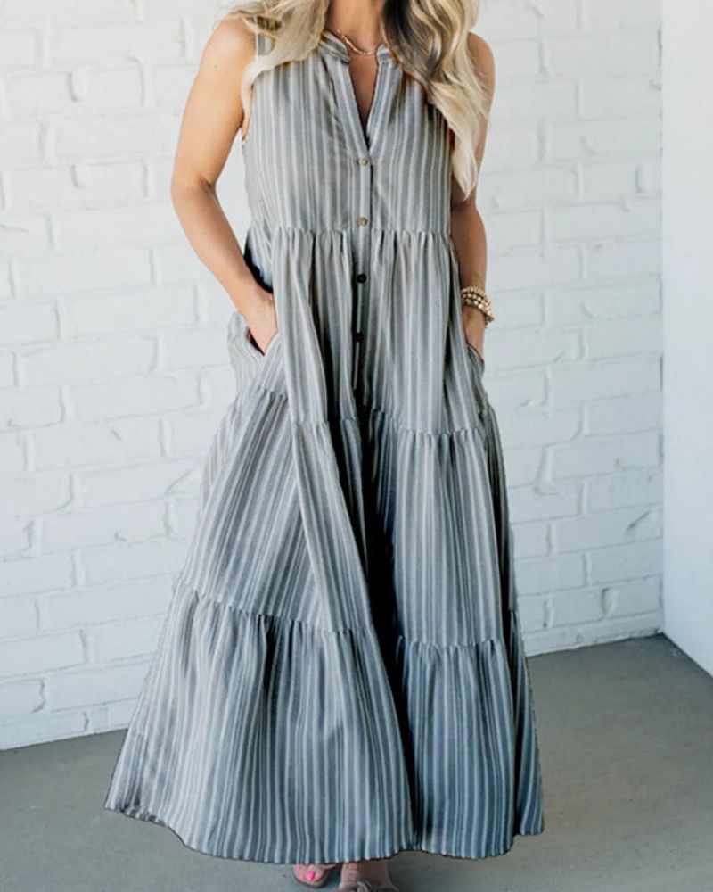 NESSA - SLEEVELESS STRIPED DRESS