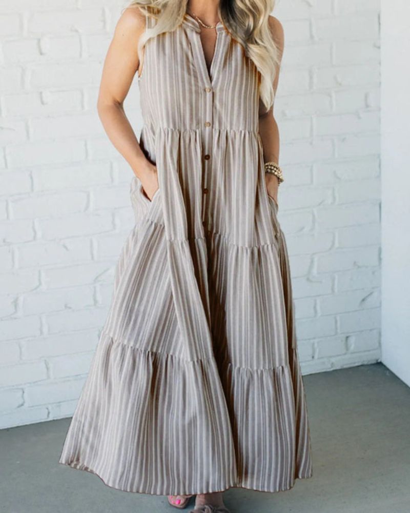 NESSA - SLEEVELESS STRIPED DRESS