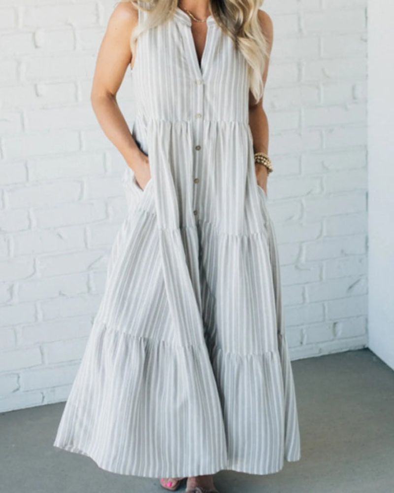 NESSA - SLEEVELESS STRIPED DRESS