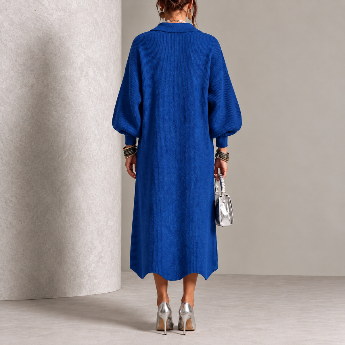Gladys - Elegant Button Knit Dress