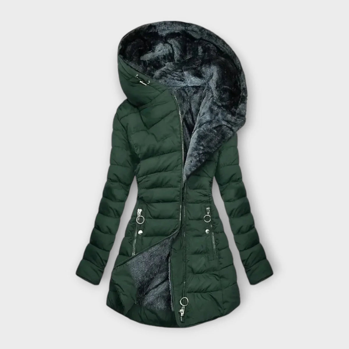 Isla - Quilted Faux Fur Hooded Puffer Coat