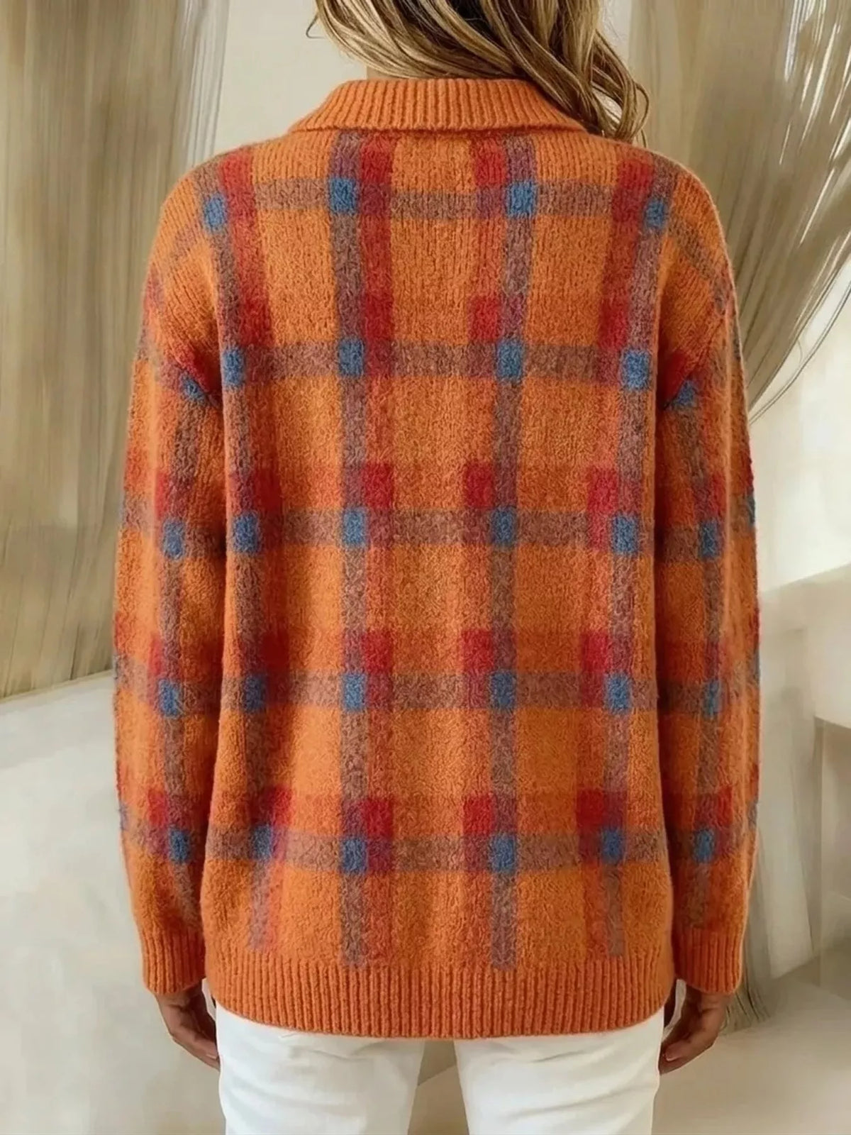 Clementine – Checked Knit Cardigan