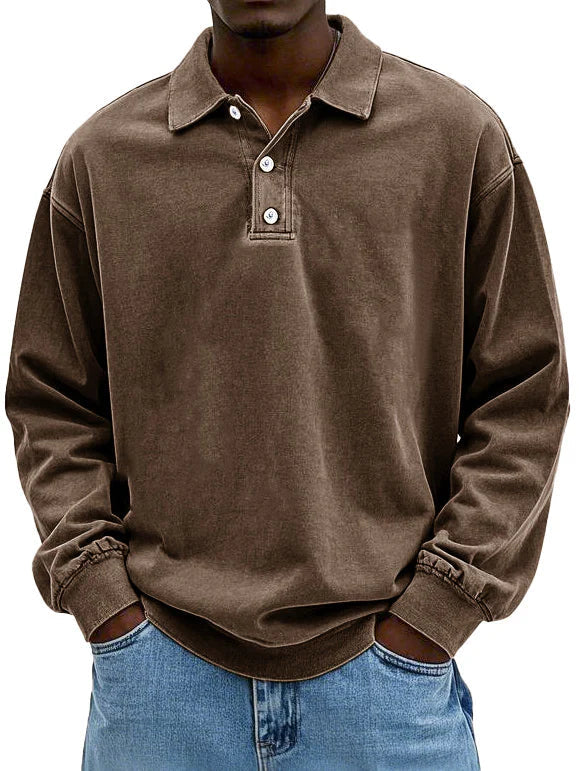Matteo - Men’s Casual Long Sleeve Polo Shirt